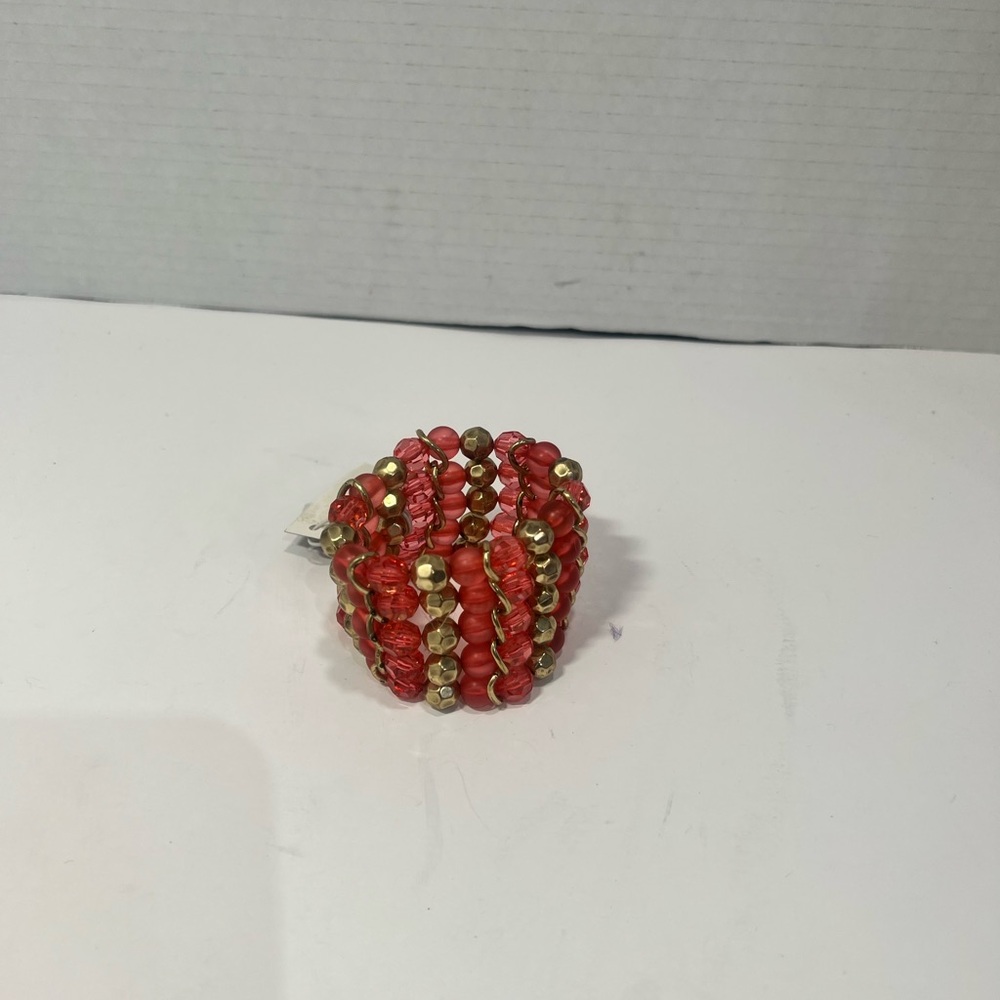 Chic Red and Gold Beaded Bracelet
